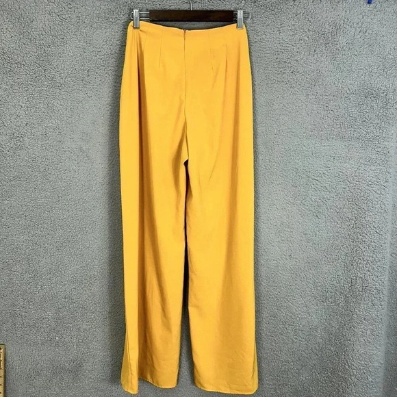 Gypsies & moondust wide leg pants womens large yellow high rise belted boho glam - Picture 6 of 9